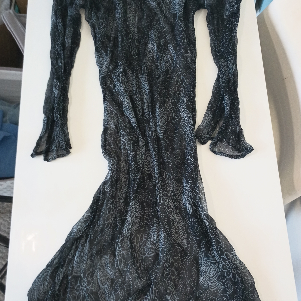 Elegant Long Sleeve Black Sheer Dress